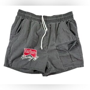 Vintage Marlboro Racing 91 Cargo Shorts Gray Gator Pockets 90s Retro Baggy
